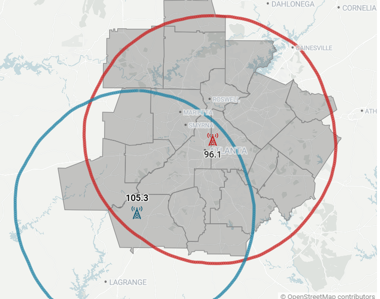 96.1 105.3 Atlanta Coverage Map
